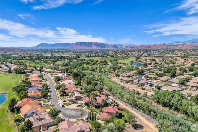 1912 W Rivers Edge Ln, St George, UT 84770 - aerial view of residential area featuring a water and mountain view and a golf course