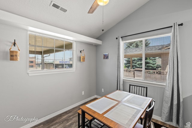1161 S 860 W, Cedar City, UT 84720 - dining area featuring vaulted ceiling, dark wood-style floors, healthy amount of natural light, and a ceiling fan