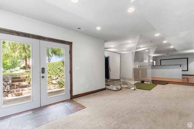 1254 W 475 S, Farmington, UT 84025 - unfurnished living room with carpet flooring, recessed lighting, and french doors