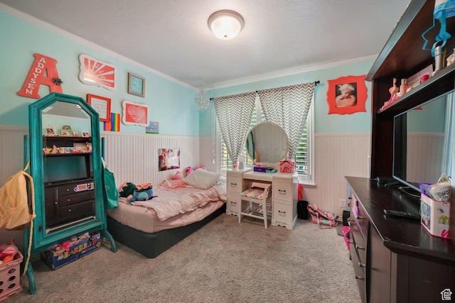 3116 W Hayden Ridge Way, Riverton, UT 84065 - carpeted bedroom with a wainscoted wall and crown molding
