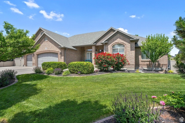 3116 W Hayden Ridge Way, Riverton, UT 84065 - view of front of property with brick siding, an attached garage, driveway, and a shingled roof