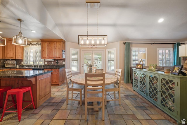 3116 W Hayden Ridge Way, Riverton, UT 84065 - dining room with recessed lighting and light stone finish flooring