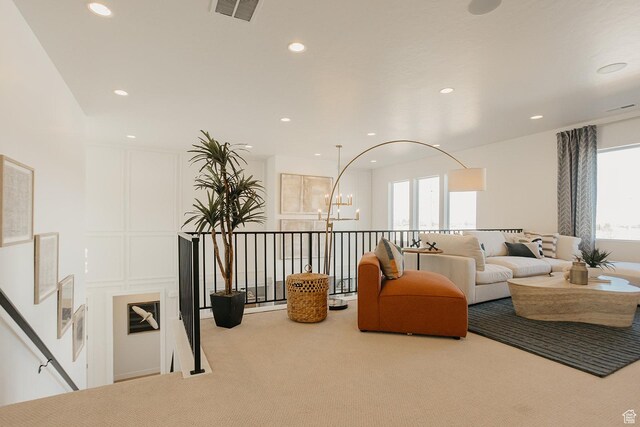3488 E 1120 S Unit 115, Spanish Fork, UT 84660 - carpeted living area featuring recessed lighting and a chandelier