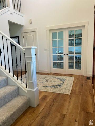 70 W 1790 N, Genola, UT 84655 - entryway with wood finished floors, stairway, and french doors