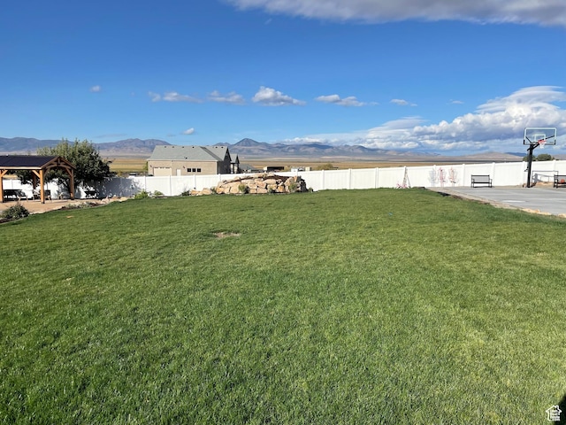 70 W 1790 N, Genola, UT 84655 - view of yard with basketball court, a mountain view, and a gazebo