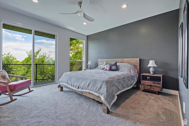 68 E Columbus Ct, Salt Lake City, UT 84103 - bedroom featuring access to outside, carpet floors, recessed lighting, and a ceiling fan