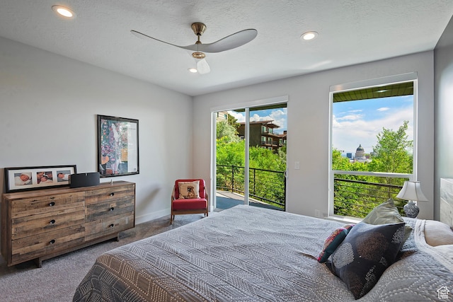 68 E Columbus Ct, Salt Lake City, UT 84103 - bedroom with access to outside, carpet flooring, recessed lighting, and a ceiling fan