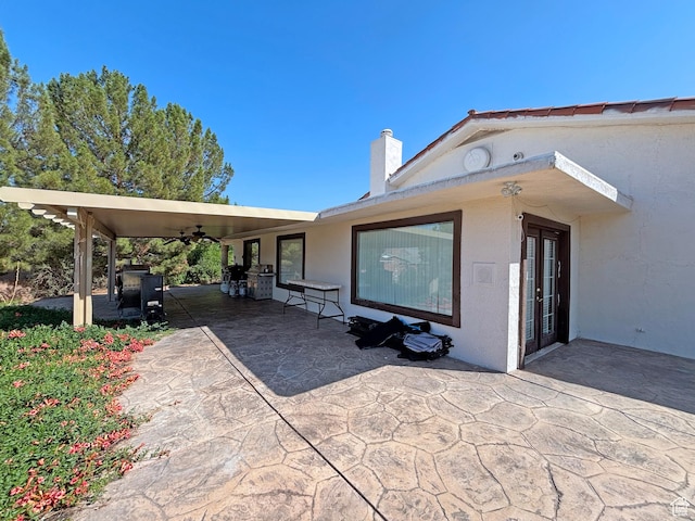 289 W Count Fleet Rd, St George, UT 84790 - view of patio / terrace featuring a ceiling fan and french doors