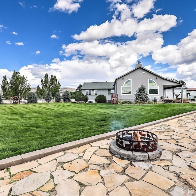 3572 Wild Mare Way, Heber City, UT 84032 - view of grassy yard featuring a fire pit