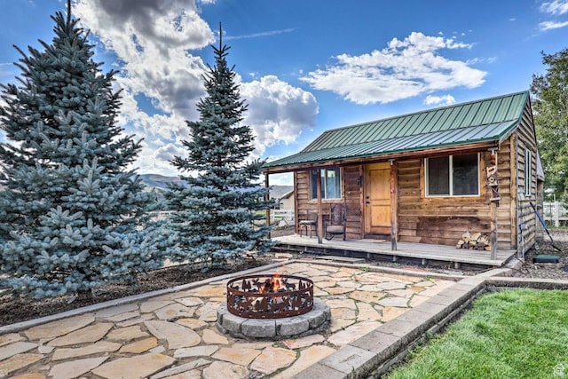 3572 Wild Mare Way, Heber City, UT 84032 - view of patio / terrace with an outdoor fire pit and an outdoor structure