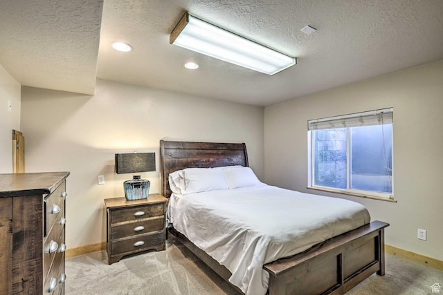 3572 Wild Mare Way, Heber City, UT 84032 - bedroom featuring a textured ceiling, light carpet, and recessed lighting