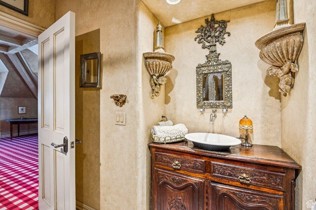 1526 W Red Hawk Trl, Park City, UT 84098 - bathroom with vanity and a textured wall