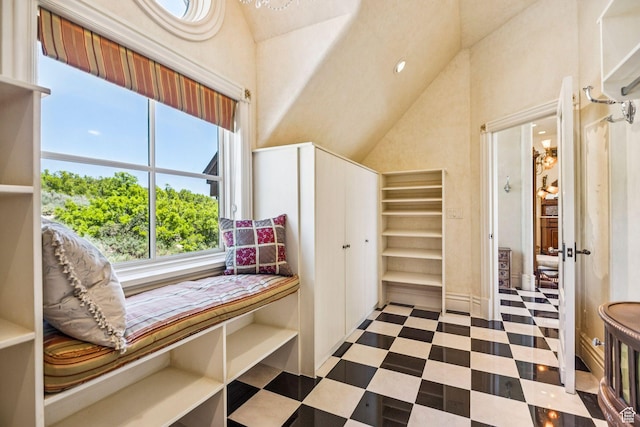 1526 W Red Hawk Trl, Park City, UT 84098 - living area with tile patterned floors and high vaulted ceiling