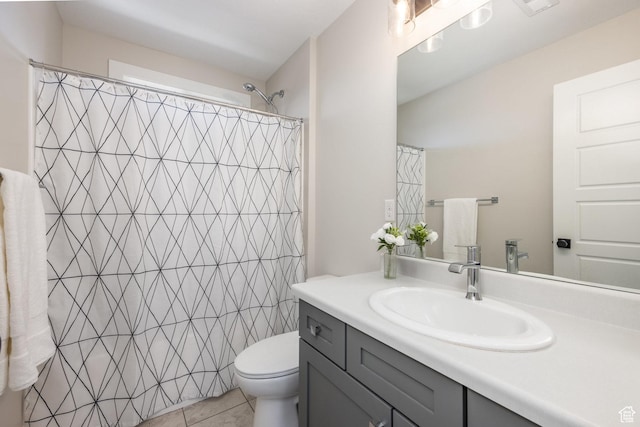 1476 W Stone Gate Dr, Saratoga Springs, UT 84045 - bathroom featuring vanity, tile patterned flooring, and a shower with curtain