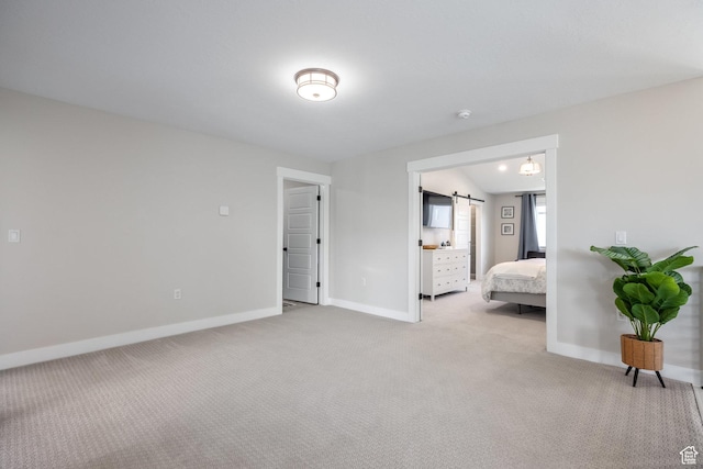 1476 W Stone Gate Dr, Saratoga Springs, UT 84045 - bedroom featuring light carpet and a barn door