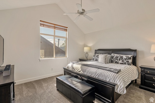 5150 Cove Canyon Dr Unit A, Park City, UT 84098 - carpeted bedroom featuring lofted ceiling and ceiling fan