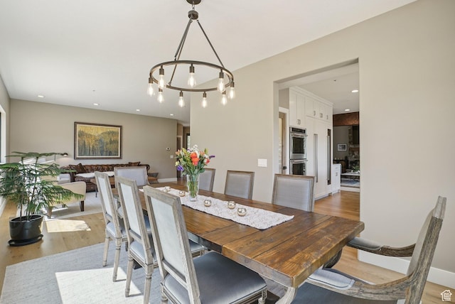 2570 Aspen Springs Dr, Park City, UT 84060 - dining space with light wood finished floors, recessed lighting, and a chandelier