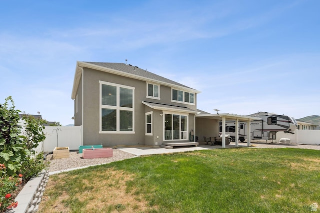 13698 S Black Hoof Cir, Herriman, UT 84096 - back of property featuring a patio, stucco siding, a fenced backyard, and a pergola