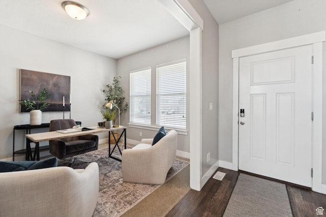 13698 S Black Hoof Cir, Herriman, UT 84096 - office area with dark wood-style floors and baseboards