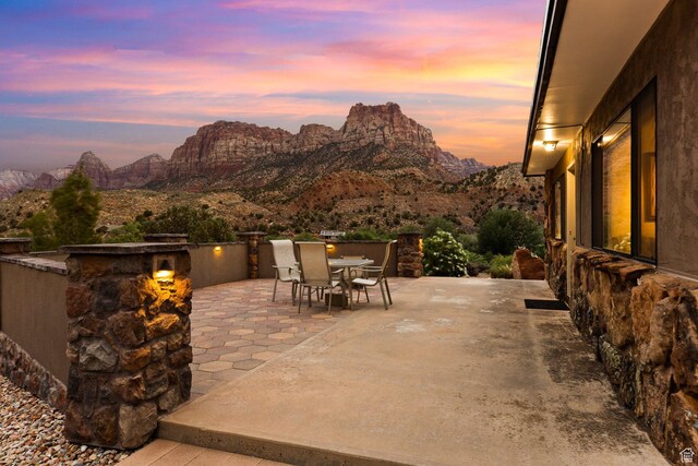34 Valley View Dr, Springdale, UT 84767 - view of patio / terrace with a mountain view and outdoor dining area