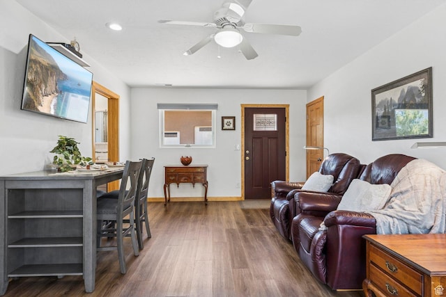 34 Valley View Dr, Springdale, UT 84767 - living room featuring wood finished floors, ceiling fan, and recessed lighting