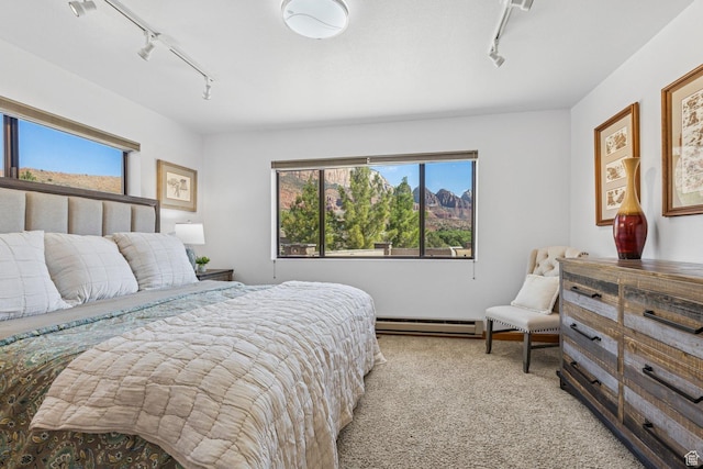 34 Valley View Dr, Springdale, UT 84767 - bedroom featuring track lighting, baseboard heating, and carpet flooring