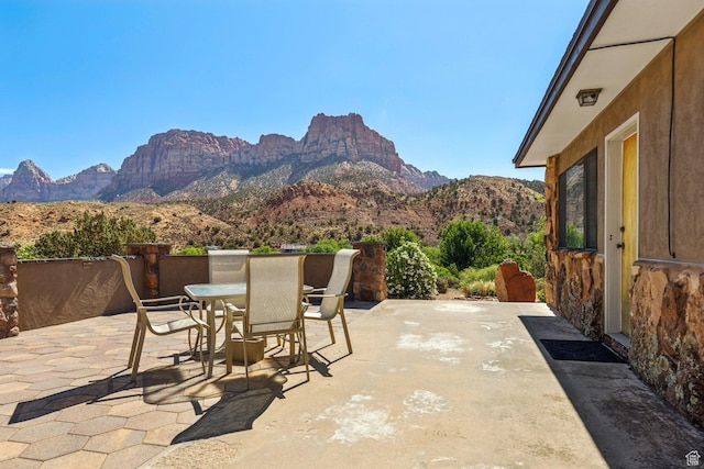 34 Valley View Dr, Springdale, UT 84767 - view of patio / terrace with outdoor dining space and a mountain view