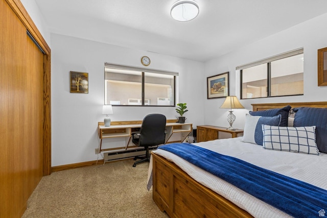 34 Valley View Dr, Springdale, UT 84767 - bedroom featuring light colored carpet, baseboard heating, a desk, and a closet