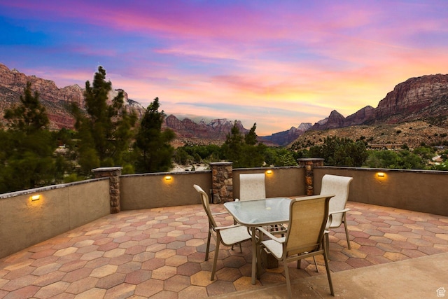 34 Valley View Dr, Springdale, UT 84767 - view of patio featuring a mountain view and outdoor dining area