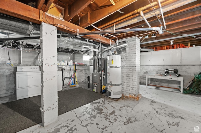 832 E Ramona Ave, Salt Lake City, UT 84105 - unfinished basement with washer / dryer, water heater, and heating unit