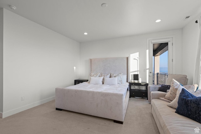 4473 N Solstice Dr, Lehi, UT 84043 - bedroom with carpet flooring, recessed lighting, and access to exterior