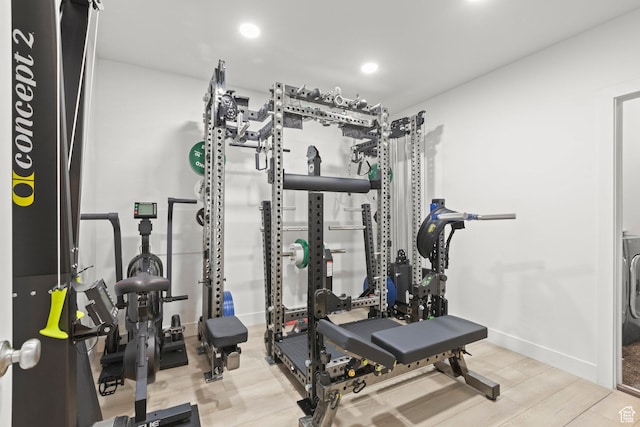 4473 N Solstice Dr, Lehi, UT 84043 - exercise room with wood finished floors and recessed lighting