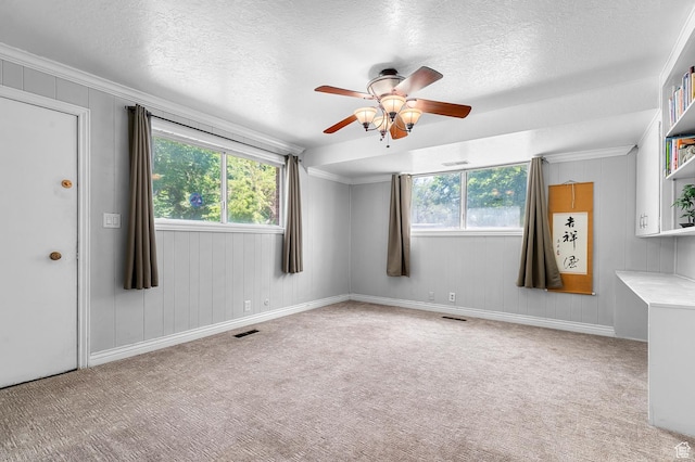 1775 S 290 E, Orem, UT 84058 - carpeted spare room featuring a ceiling fan, a textured ceiling, and ornamental molding
