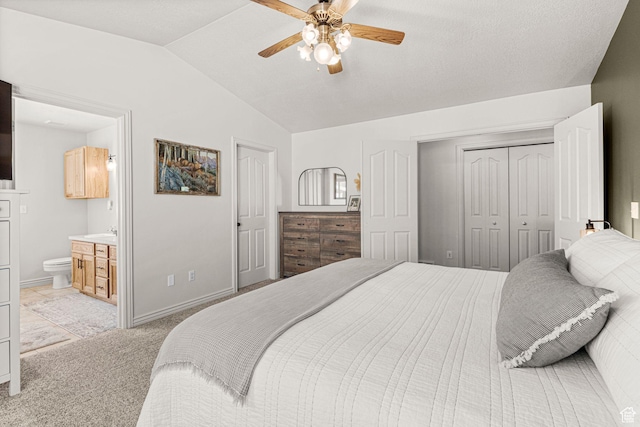5335 W 5500 S, Hooper, UT 84315 - bedroom with lofted ceiling, a closet, light colored carpet, ceiling fan, and ensuite bathroom