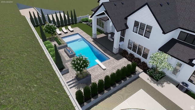 292 N Flag Rock Dr, Farmington, UT 84025 - view of swimming pool featuring a diving board and a patio
