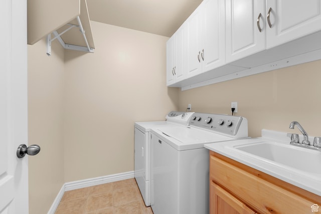328 S 1060 E, Santaquin, UT 84655 - washroom featuring washing machine and dryer, cabinet space, and light tile patterned flooring