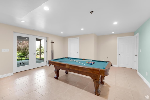 328 S 1060 E, Santaquin, UT 84655 - rec room with french doors, billiards table, light tile patterned floors, and recessed lighting