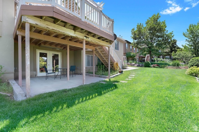328 S 1060 E, Santaquin, UT 84655 - view of grassy yard featuring a patio, a deck, and stairs