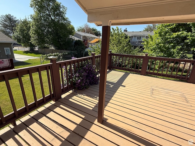 3841 W Bluebird Cir, West Valley City, UT 84120 - wooden deck featuring a residential view