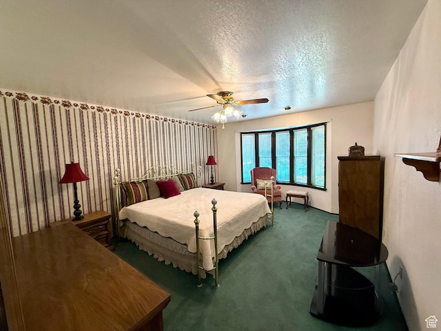 1177 W 2060 N, Helper, UT 84526 - bedroom with carpet floors, a textured ceiling, and a ceiling fan