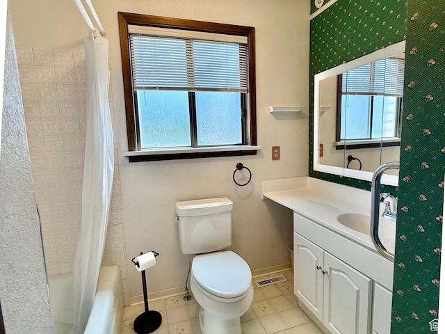 1177 W 2060 N, Helper, UT 84526 - full bath featuring healthy amount of natural light, vanity, shower / bath combination with curtain, and tile patterned flooring
