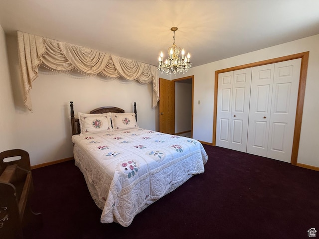 1177 W 2060 N, Helper, UT 84526 - bedroom featuring a chandelier, carpet flooring, and a closet
