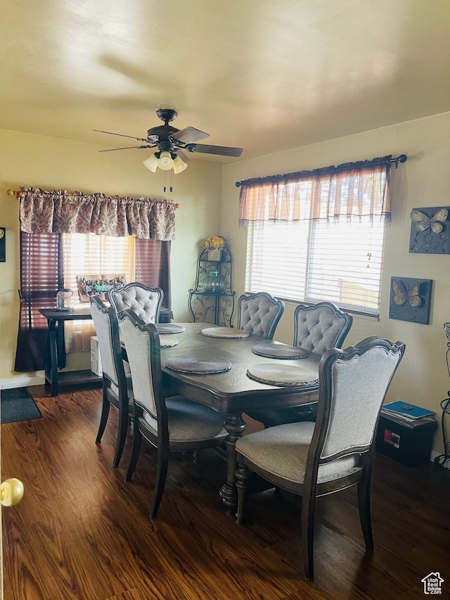 1086 W Wenco Dr S, Salt Lake City, UT 84104 - dining space with dark wood-style flooring, healthy amount of natural light, and ceiling fan