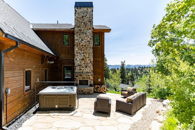 1766 W Arapaho Dr, Wanship, UT 84017 - view of patio with an outdoor living space with a fireplace