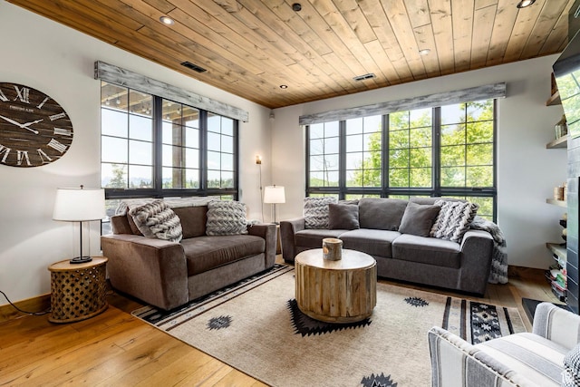 1766 W Arapaho Dr, Wanship, UT 84017 - living room featuring wood-type flooring, recessed lighting, and wood ceiling