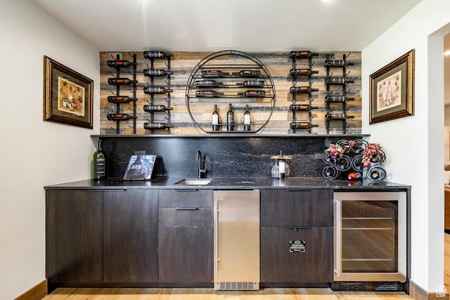 1766 W Arapaho Dr, Wanship, UT 84017 - indoor wet bar featuring wine cooler and refrigerator