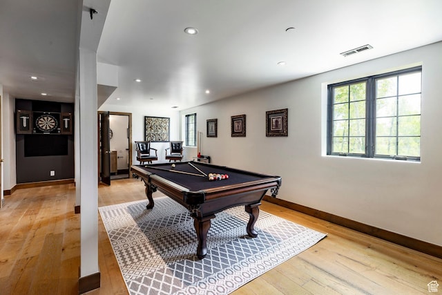1766 W Arapaho Dr, Wanship, UT 84017 - playroom featuring light wood-type flooring, billiards, and recessed lighting