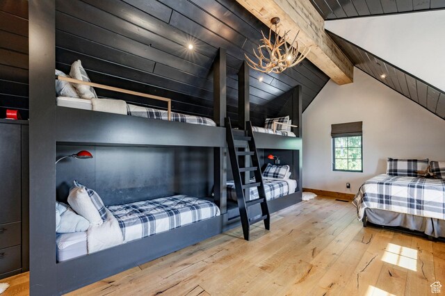 1766 W Arapaho Dr, Wanship, UT 84017 - bedroom featuring hardwood / wood-style flooring and a chandelier