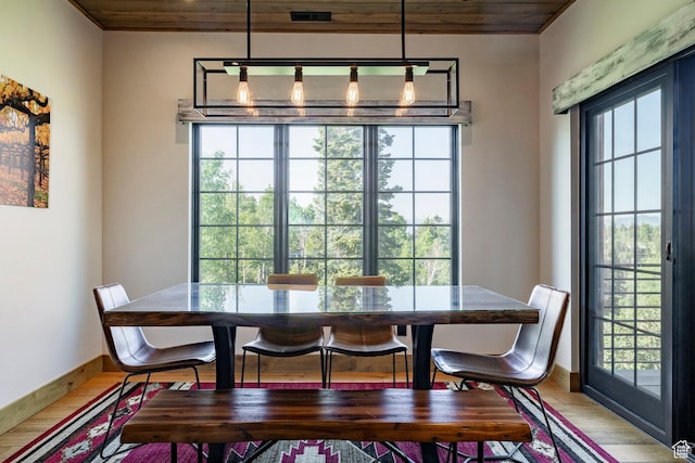 1766 W Arapaho Dr, Wanship, UT 84017 - dining room featuring wood ceiling and light wood finished floors