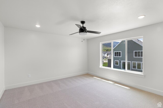 216 E 610 N, Providence, UT 84332 - spare room featuring carpet flooring, a ceiling fan, and recessed lighting